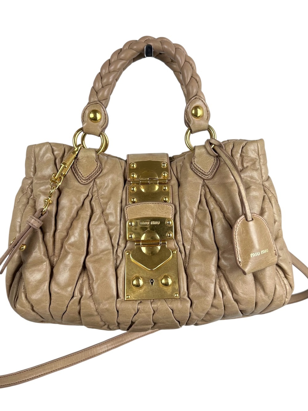 MIU MIU GLAZED LAMBSKIN LEATHER SHOULDER BAG ORIGINAL STRAP